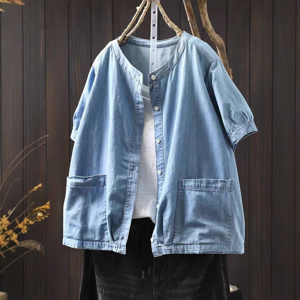 Light Blue Cotton Denim Jacket