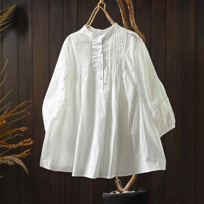 Lace Splicing Cotton Blouse