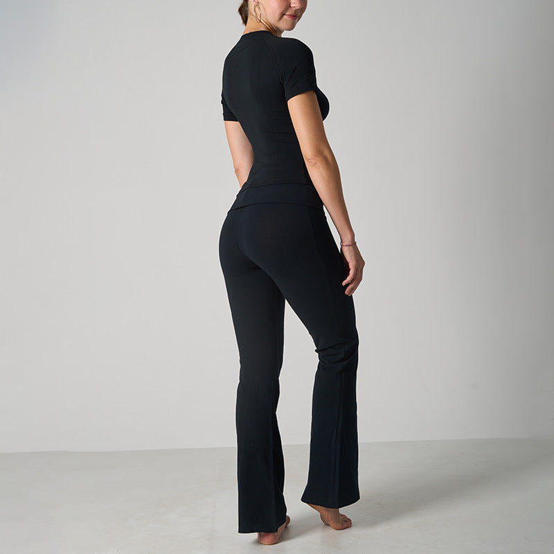 Cotton Yoga Pants with Short Sleeve shirt
