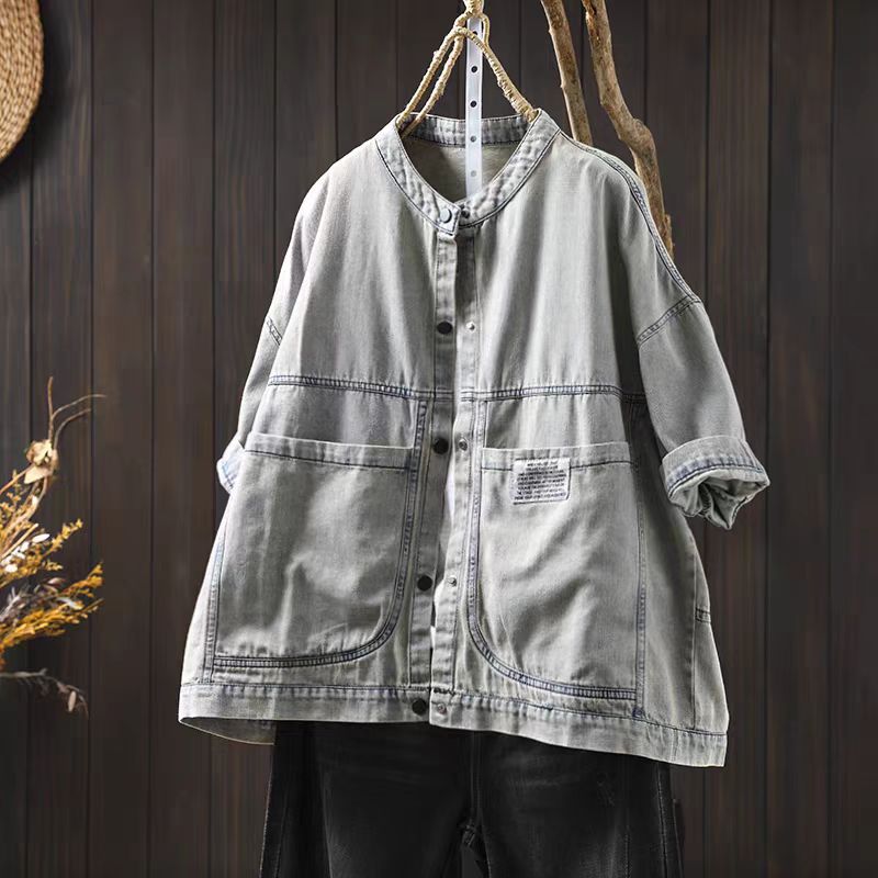 Large Pocket Blue Denim Jacket