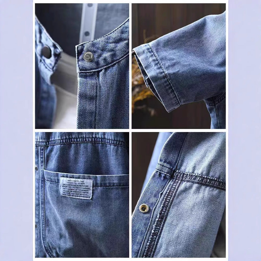 Large Pocket Blue Denim Jacket