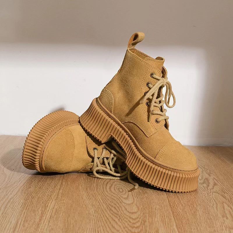 Chunky Heel Thick  Boots Suede