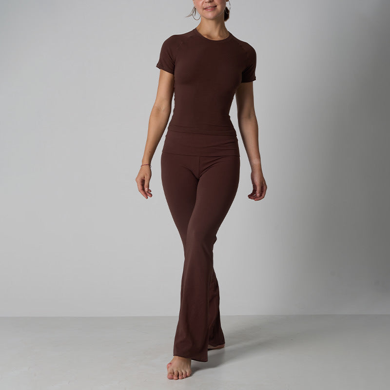 Cotton Yoga Pants with Short Sleeve shirt
