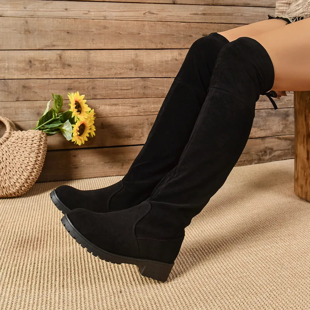 Suede Low Heel Boots