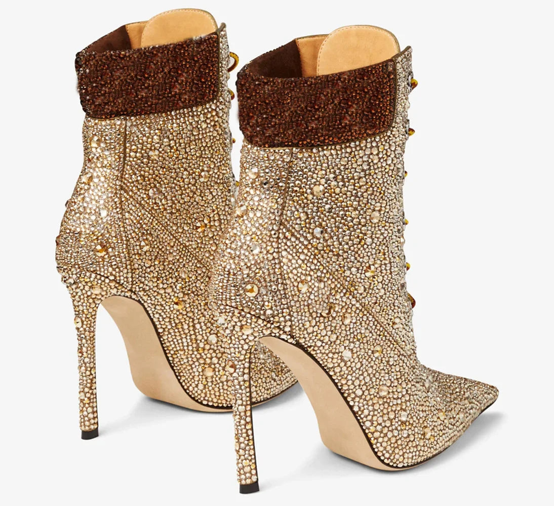 Water Diamond Cross Strap Short Boots