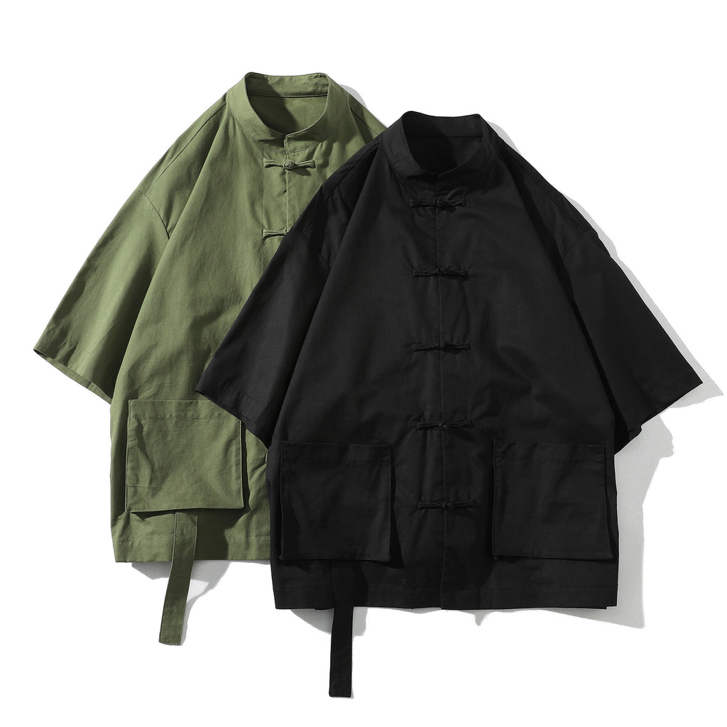 Chinese Style Short-sleeved Disc Button Shirt (tm 5XL)!!