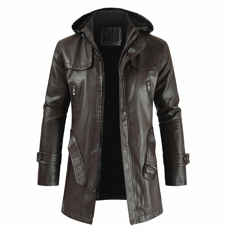 Mid-length Leather Coat