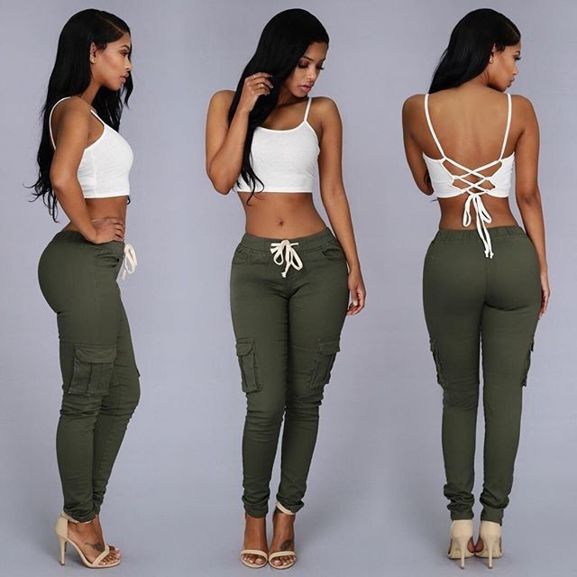 Women's Multi-Pocket Drawstring Pants (tm 4XL)