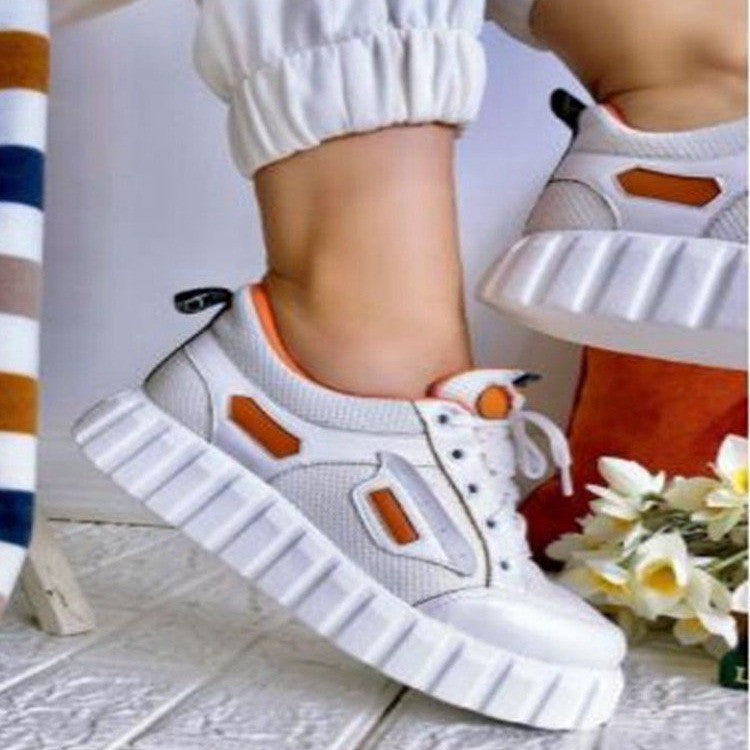 Large Size Lace-up Flat-bottom Breathable Single Shoes Casual Sports Shoes Women