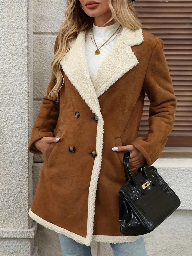 Fleece Suede Mid-length Wool Jacket
