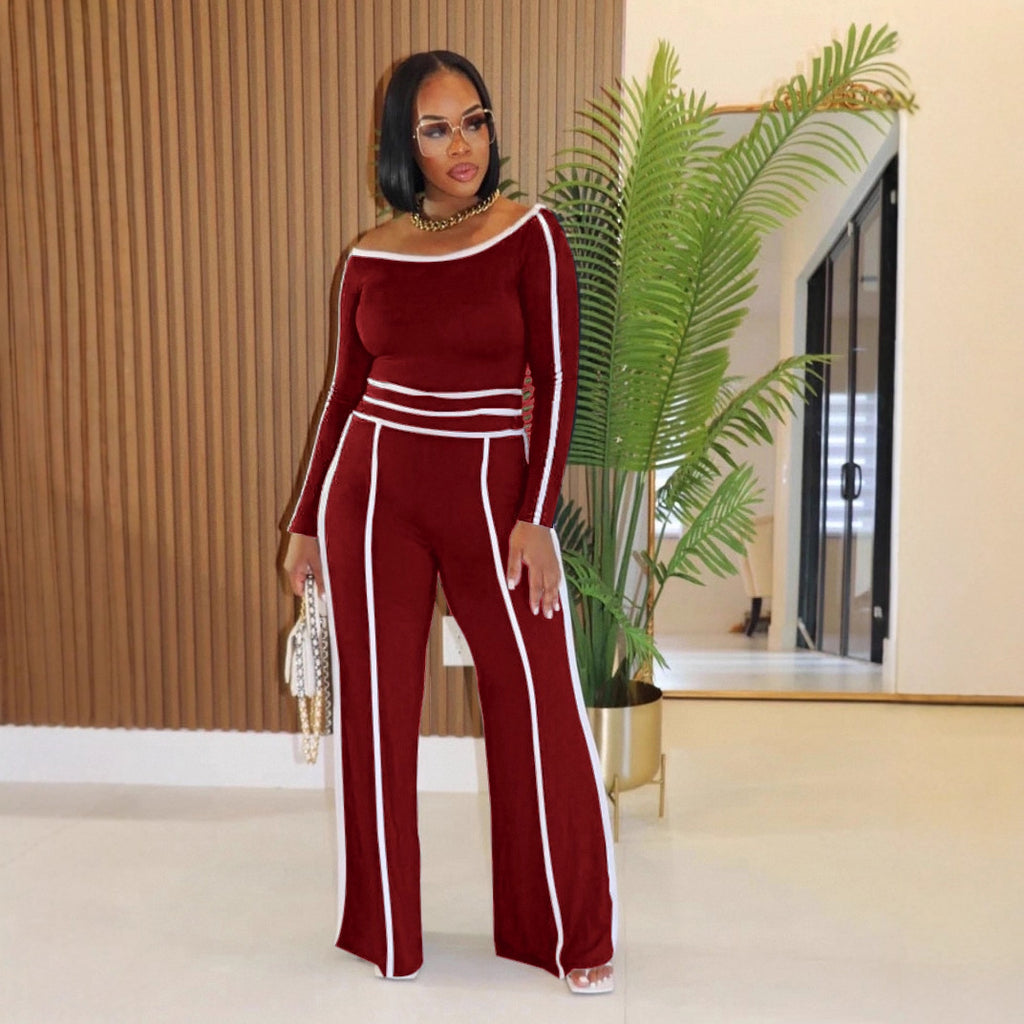 High Waist Trousers Long Sleeve Two-piece Set
