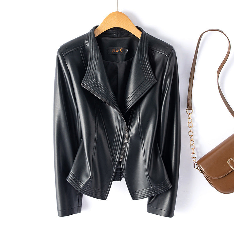 Short Slim Fit Leather Jacket (tm 5XL)!!