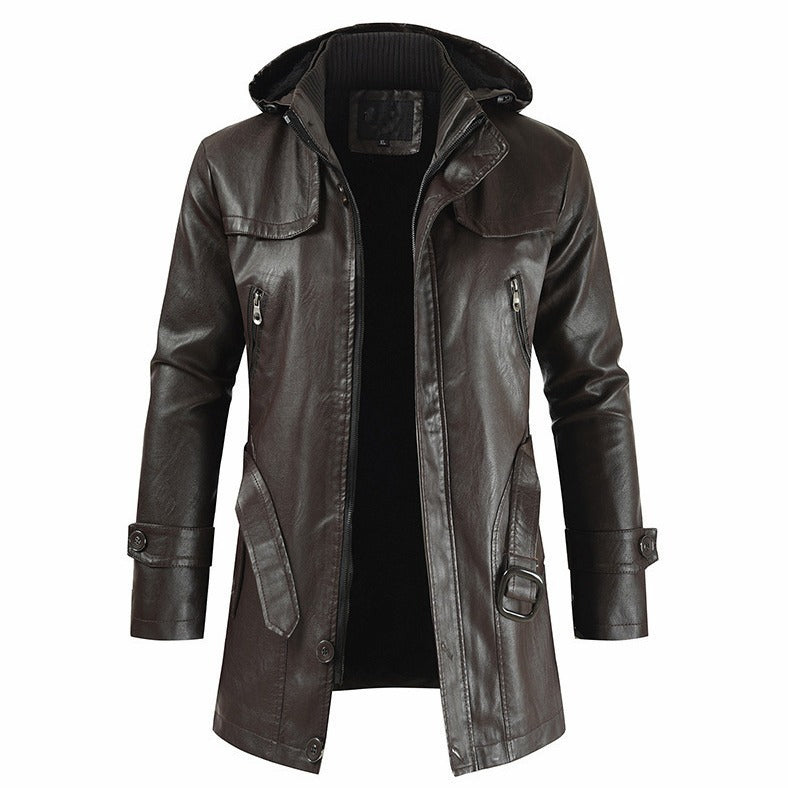 Mid-length Leather Coat