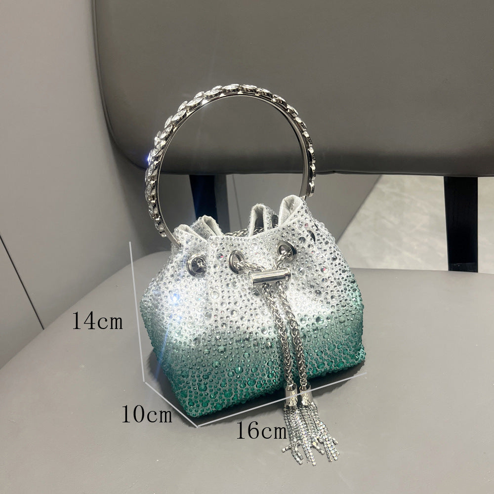 Drawstring Rhinestone Bag Shoulder Crossbody Handbag