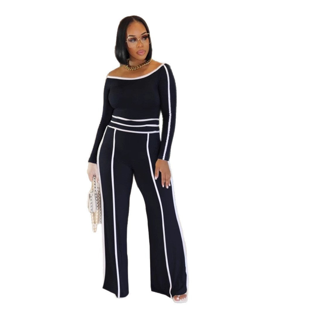 High Waist Trousers Long Sleeve Two-piece Set