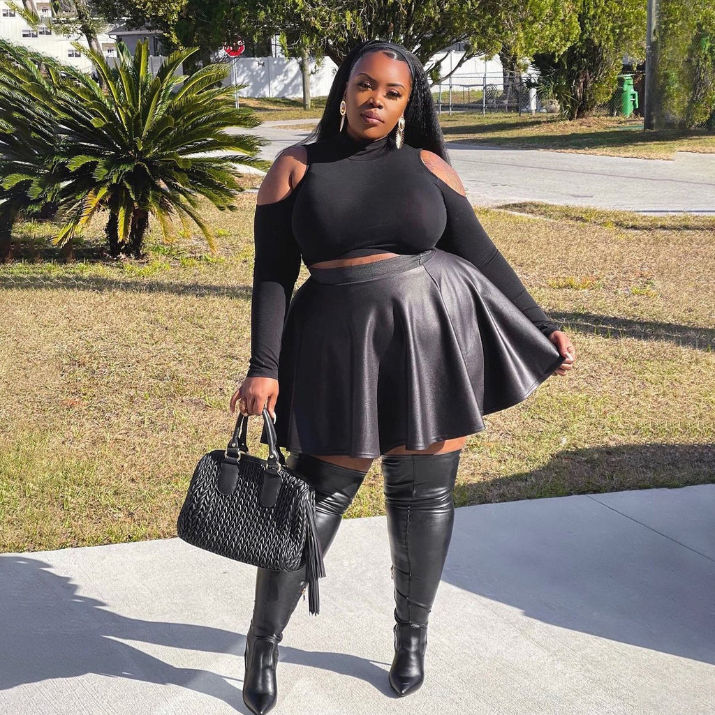 PU Leather Plus Size Skirt