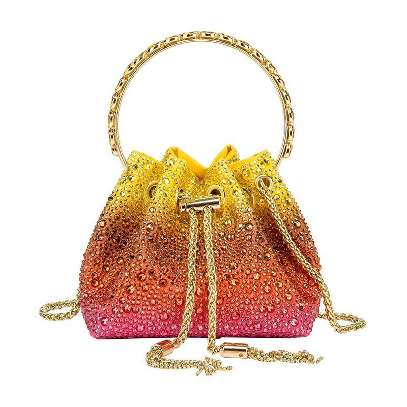 Drawstring Rhinestone Bag Shoulder Crossbody Handbag