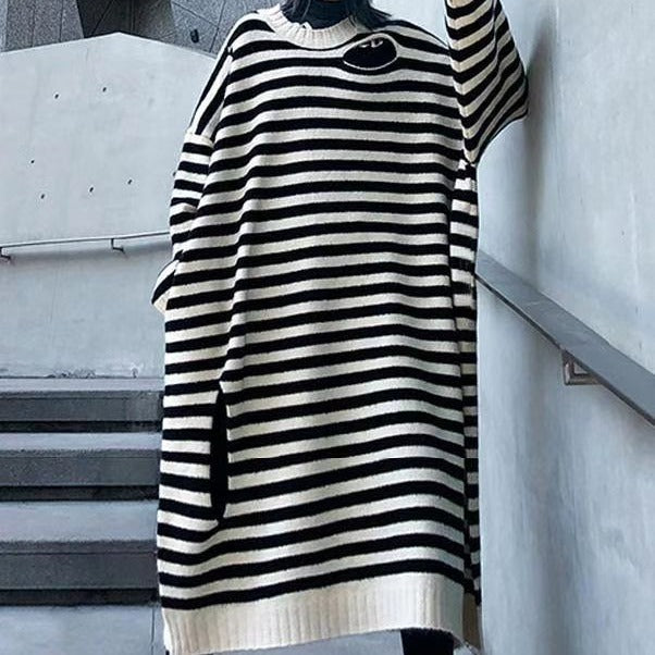 Hollow Striped Dress Sweater