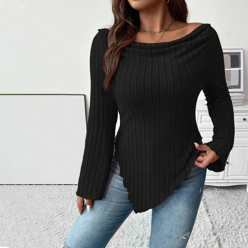 Off-neck Long Sleeve T-shirt