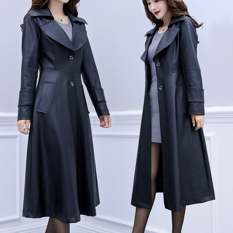 Slim Long Leather Jacket (tm 6XL!!)