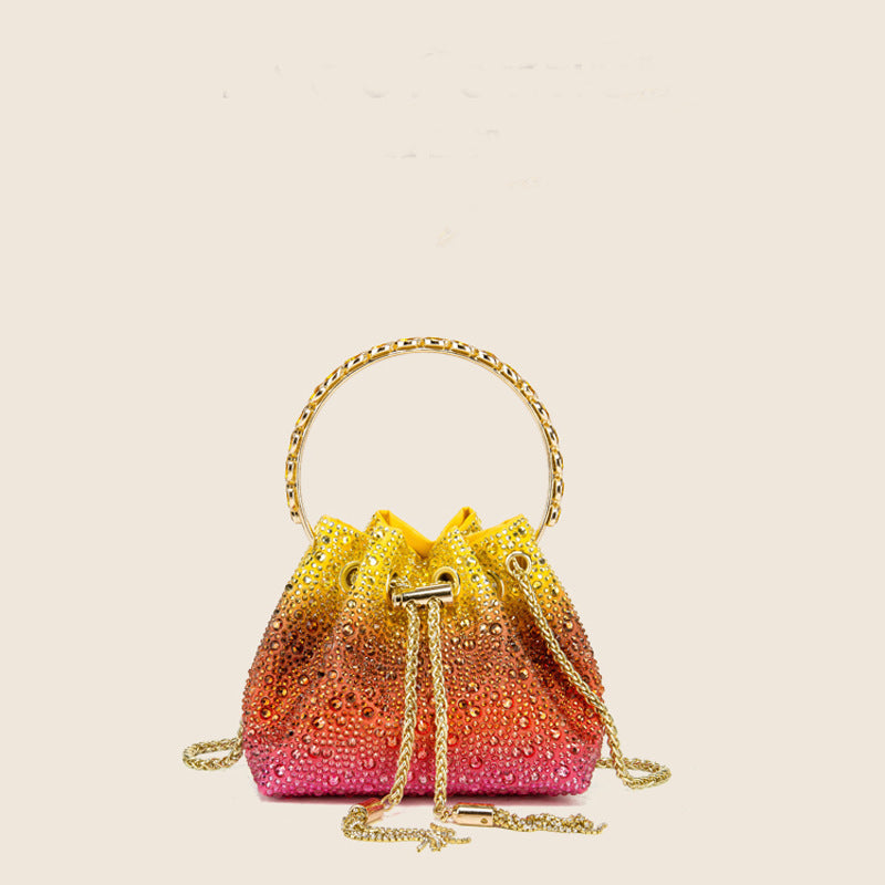 Drawstring Rhinestone Bag Shoulder Crossbody Handbag